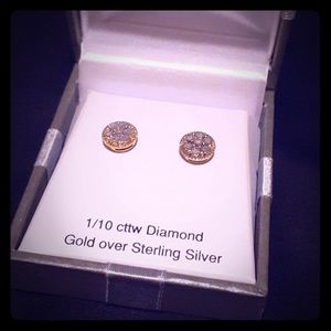 1/10 ctw Diamond Gold Over Sterling Silver Studs
